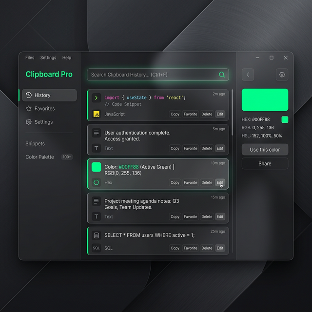 AlgerClipboard Application Interface